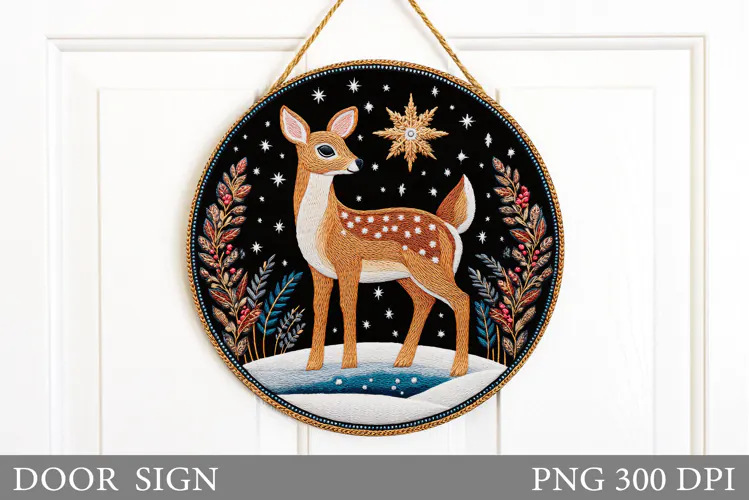 Christmas Deer Door Sign. Christmas Door Sign Sublimation