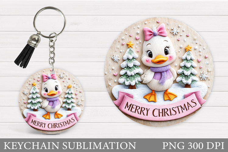 Christmas Duck Keychain. Christmas Keychain Sublimation