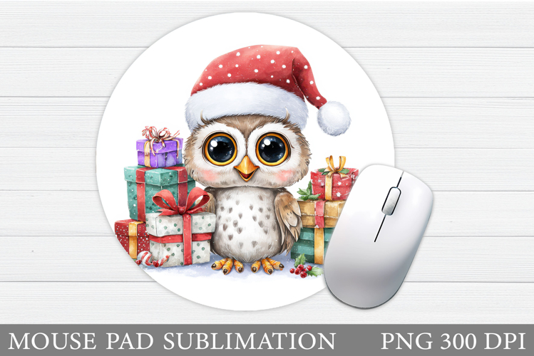 Christmas Owl Mouse Pad. Christmas Mouse Pad Design