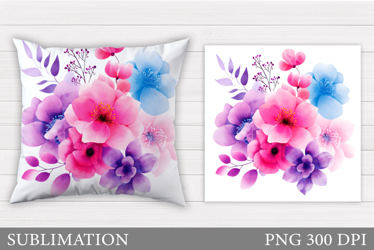 Flowers Pillow Design. Floral Pillow Sublimation