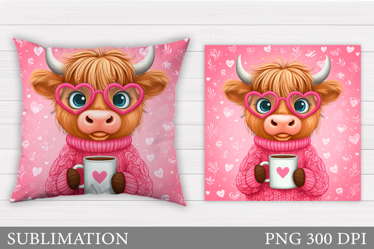 Valentines Cow Pillow. Valentines Pillow Sublimation