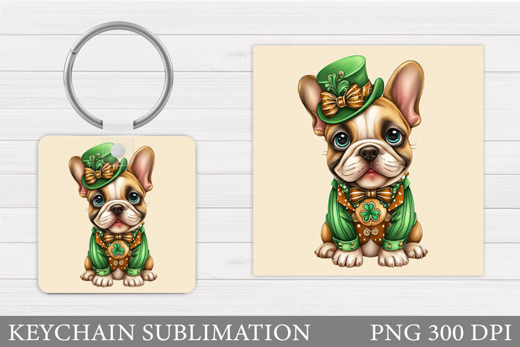 St Patrick Dog Keychain. St Patrick Keychain Sublimation example image 1