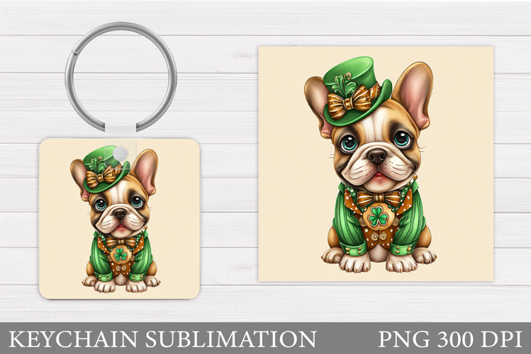 St Patrick Dog Keychain. St Patrick Keychain Sublimation