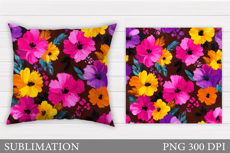 Floral Pillow Design. Flowers Sublimation