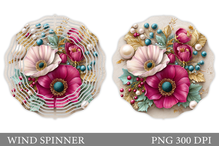 Floral Wind Spinner Sublimation. Flowers Wind Spinner Design