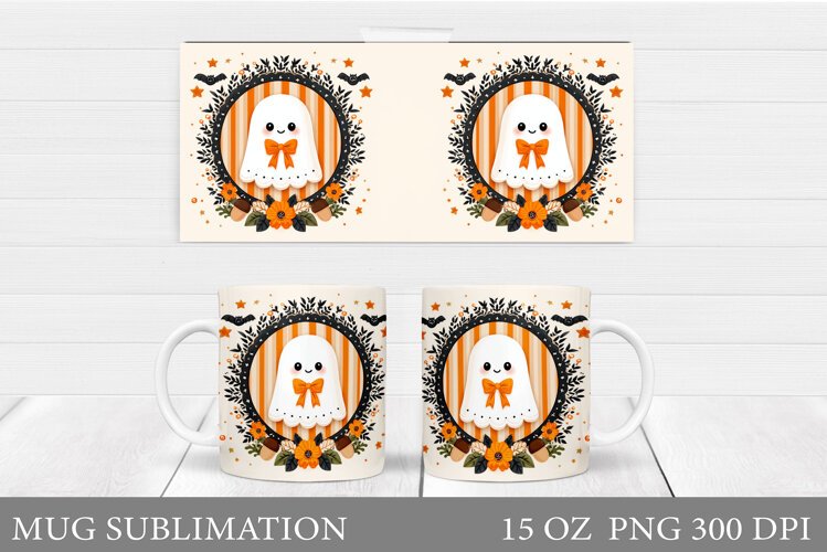 Ghost Mug Sublimation. Halloween Mug Design example image 1