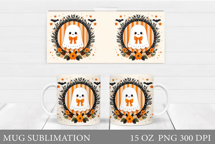Ghost Mug Sublimation. Halloween Mug Design