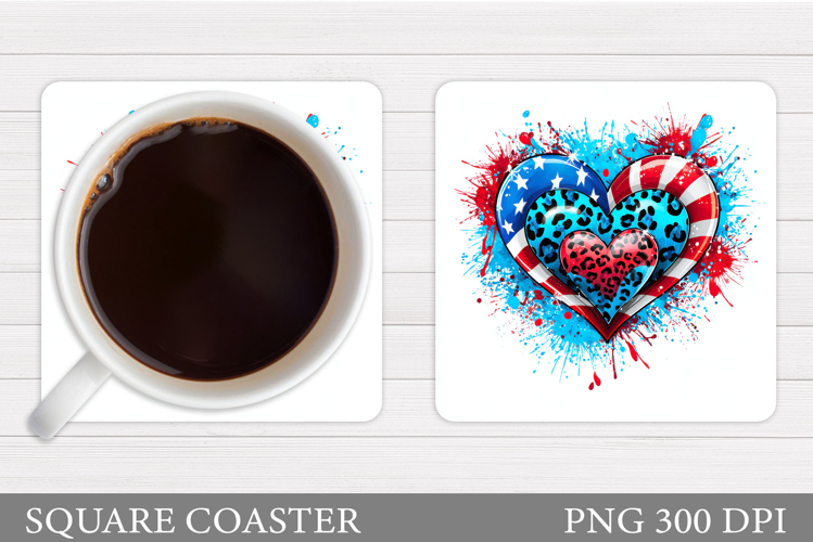 Patriotic Heart Coaster. Patriotic Coaster Sublimation