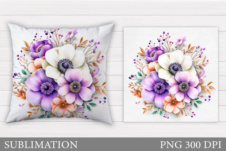 Floral Pillow Sublimation. Flowers Sublimation example image 1