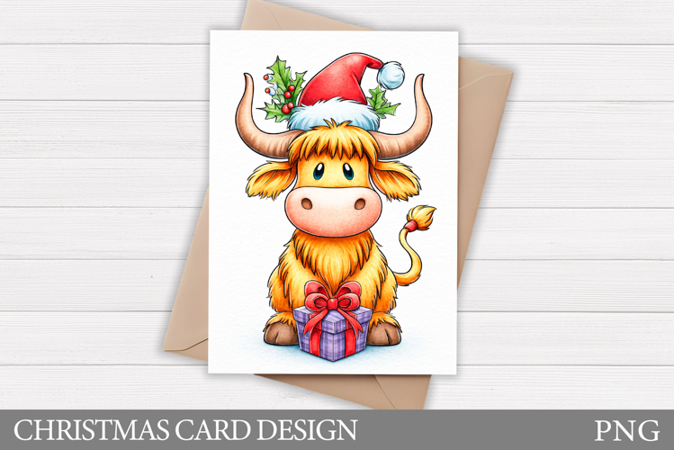 Christmas Cow Card Design. Christmas Card Printable