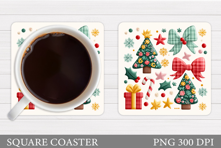 Christmas Tree Coaster Design. Christmas Coaster Sublimation