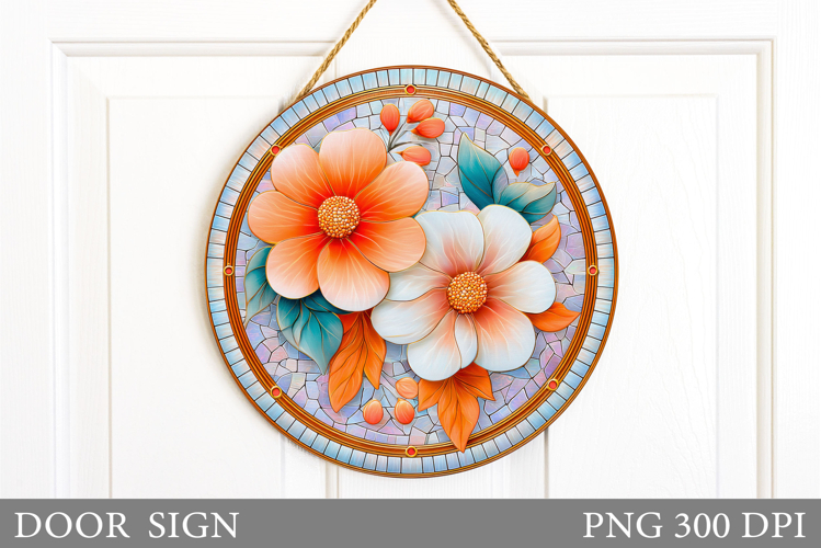 Flowers Door Sign Design. Floral Door Sign Sublimation