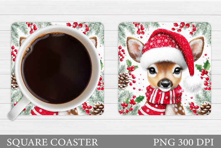 Christmas Deer Coaster Design. Christmas Coaster Sublimation example image 1