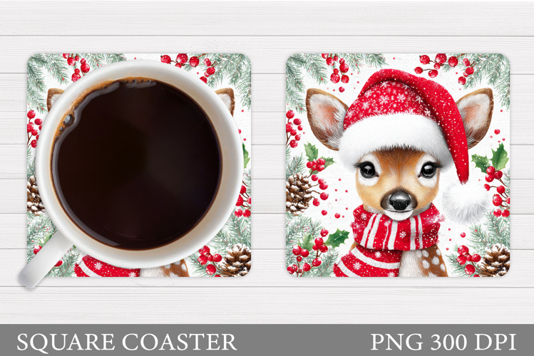 Christmas Deer Coaster Design. Christmas Coaster Sublimation