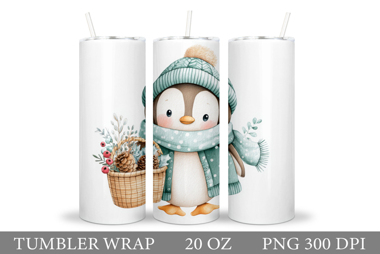 Cute Penguin Tumbler Design. Christmas Tumbler Sublimation