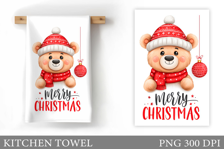 Christmas Bear Kitchen Towel. Christmas Kitchen Towel Design