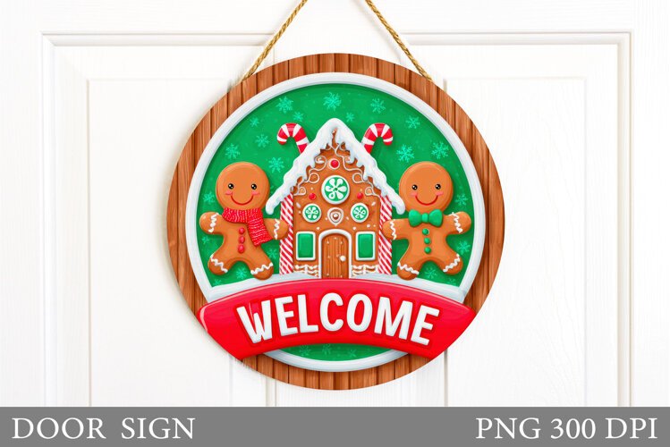 Gingerbread Door Sign Design. Christmas Door Sign example image 1