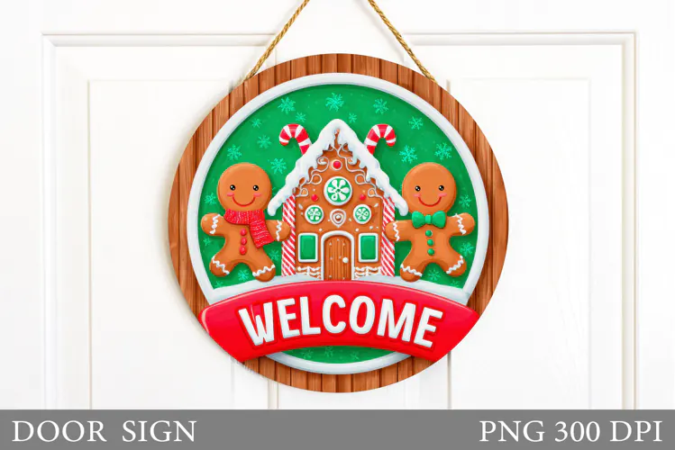 Gingerbread Door Sign Design. Christmas Door Sign