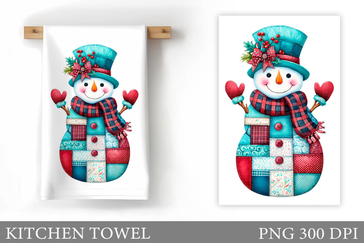 Cute Snowman Kitchen Towel. Christmas Kitchen Towel Design