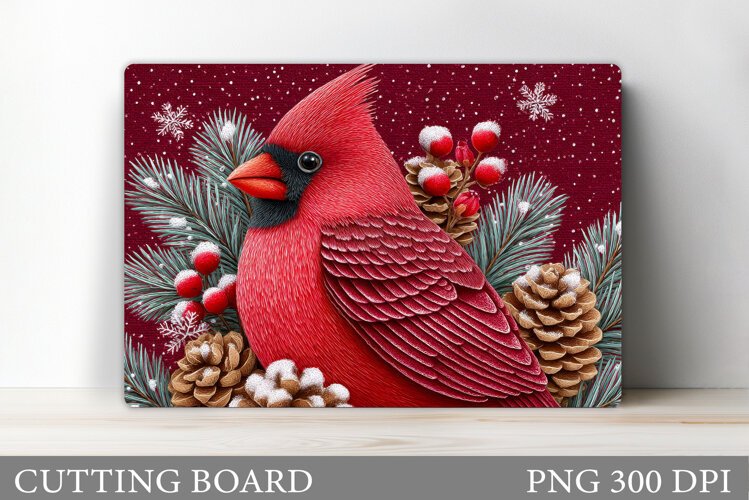 Cardinal Cutting Board Design. Christmas Cutting Board example image 1