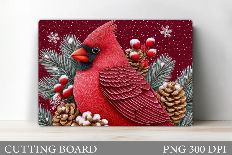 Cardinal Cutting Board Design. Christmas Cutting Board