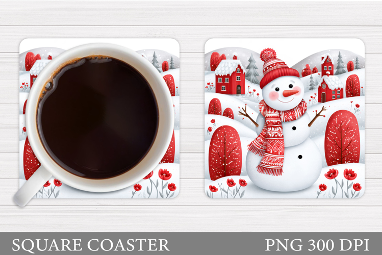 Snowman Coaster Sublimation. Christmas Coaster Design