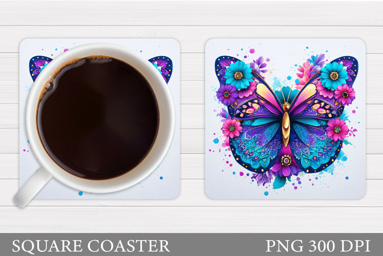 Butterfly Coaster Design. Butterfly Square Coaster