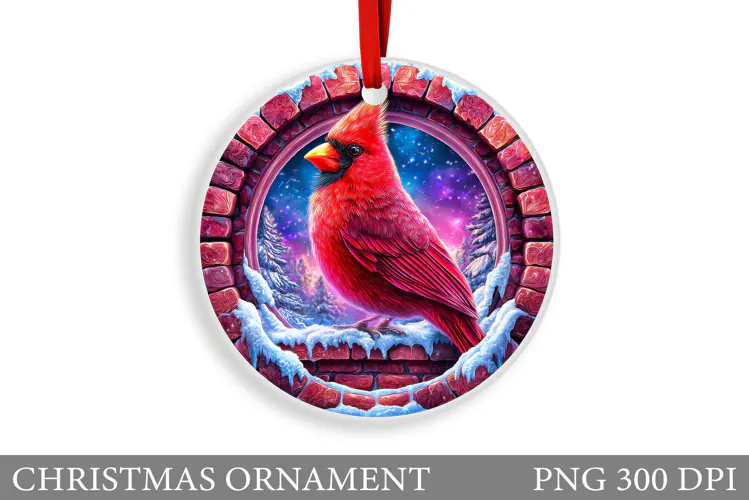 Cardinal Christmas Ornament. Christmas Bird Sublimation