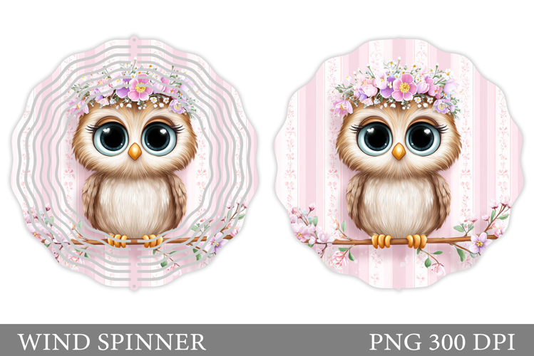 Cute Owl Wind Spinner Design. Owl Summer Wind Spinner