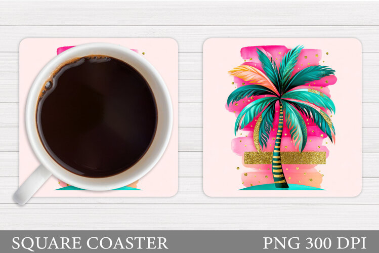 Palm Tree Coaster Design. Sea Coaster Sublimation example image 1