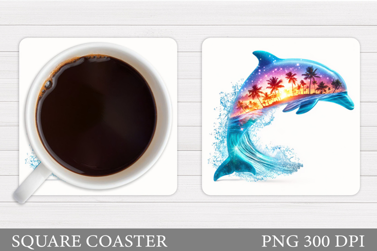 Dolphin Coaster Sublimation. Sea Coaster Design