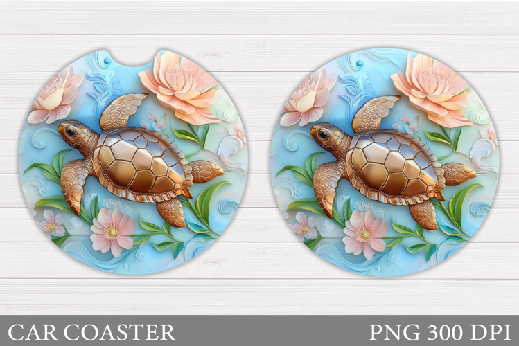 3D Turtle Car Coaster Design. Turtle Car Coaster Sublimation