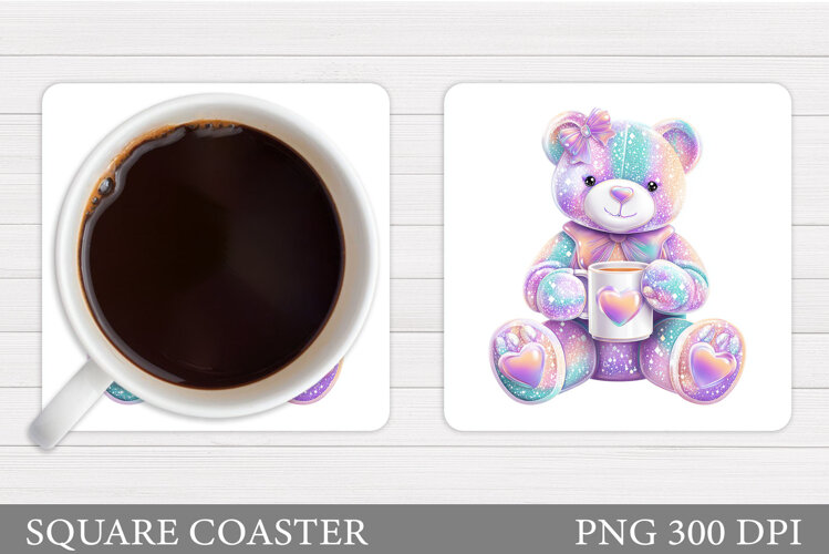 Iridescent Bear Coaster. Valentines Bear Coaster Design example image 1