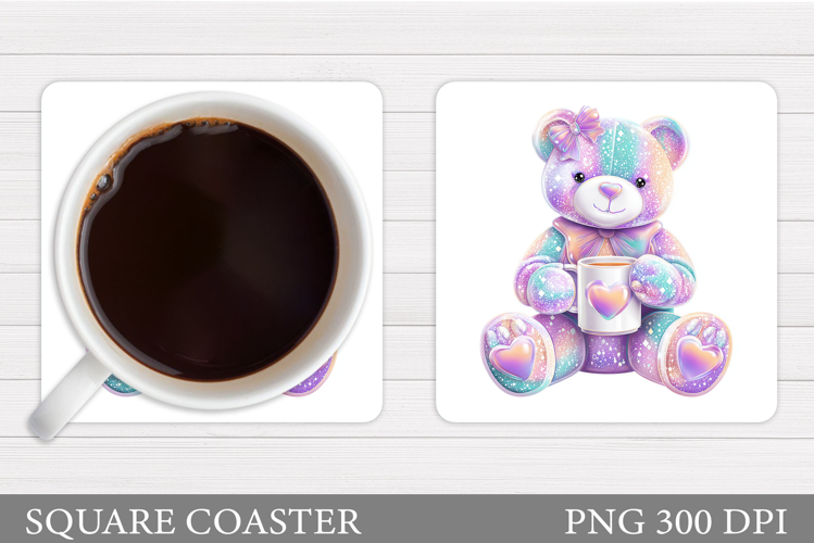 Iridescent Bear Coaster. Valentines Bear Coaster Design