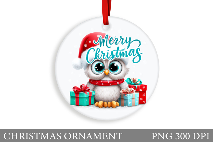 Cute Owl Christmas Ornament. Christmas Ornament Sublimation
