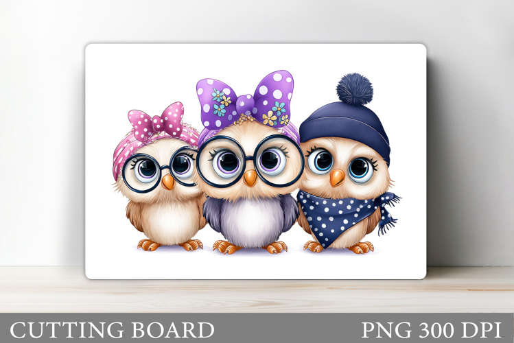 Cute Owls Cutting Board Design. Cute Owls Sublimation