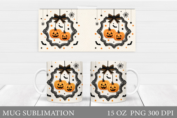Halloween Mug Sublimation. Halloween Pumpkin Mug Design