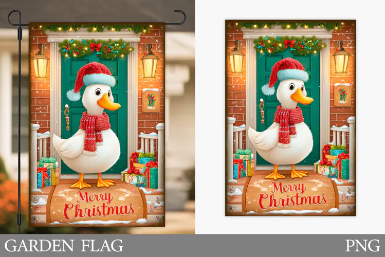 Christmas Goose Garden Flag. Christmas Garden Flag Design
