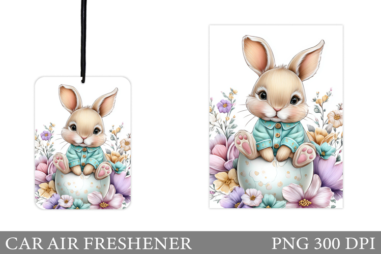 Cute Bunny Car Air Freshener Design. Cute Bunny Sublimation