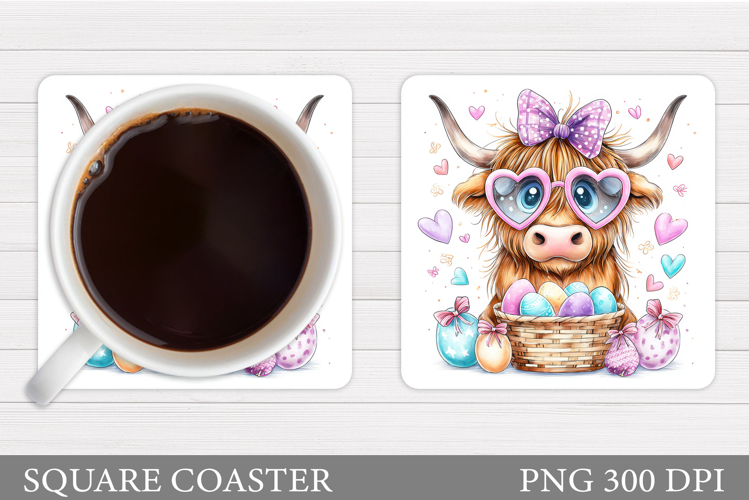 Easter Cow Coaster Design. Easter Cow Sublimation