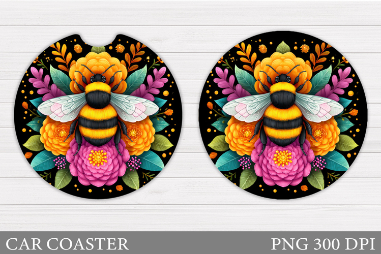 Bee Car Coaster Design. Bee Coaster Sublimation