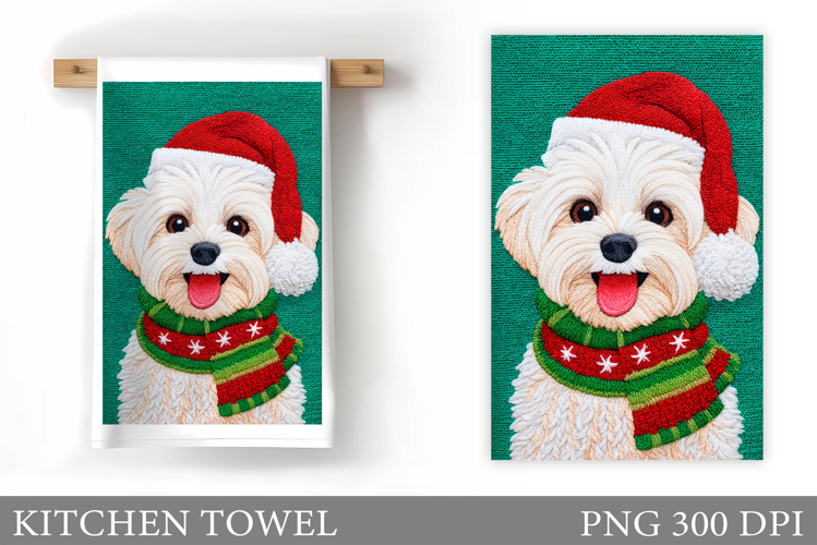 Christmas Dog Kitchen Towel. Christmas Kitchen Towel Design