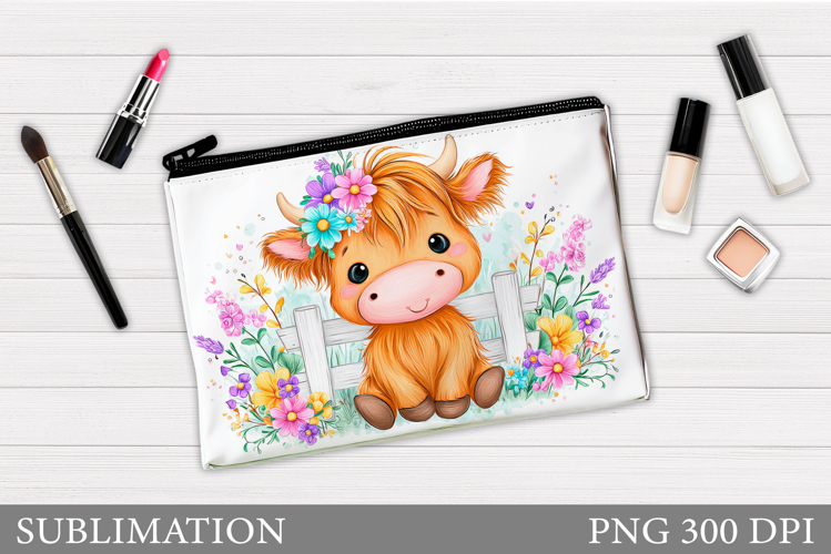 Cute Cow Cosmetics Bag. Cow Makeup Bag Sublimation example image 1