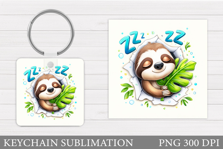 Cute Sloth Keychain Sublimation. Sloth Keychain Design