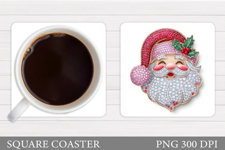 Santa Coaster Sublimation. Santa Claus Coaster Design