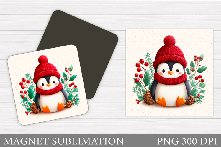 Christmas Magnet Design. Penguin Magnet Sublimation