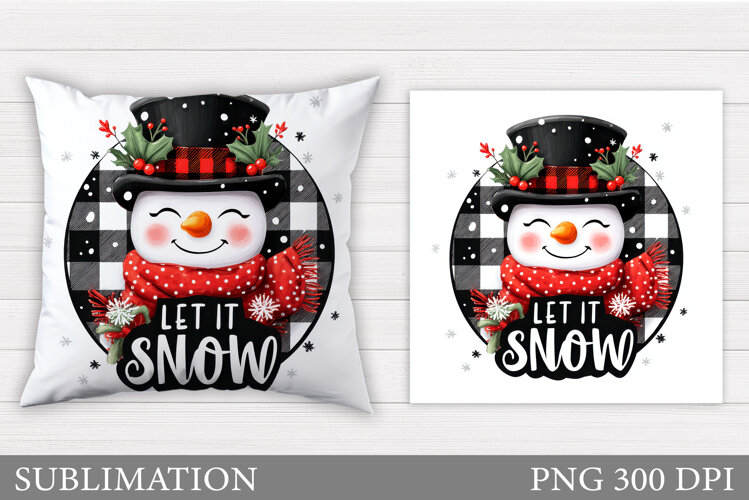 Cute Snowman Pillow Sublimation. Christmas Pillow Design example image 1