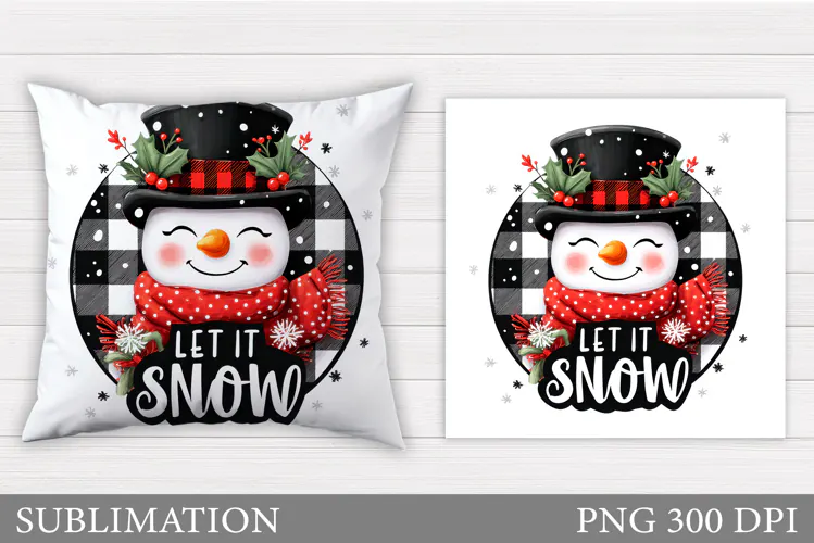 Cute Snowman Pillow Sublimation. Christmas Pillow Design