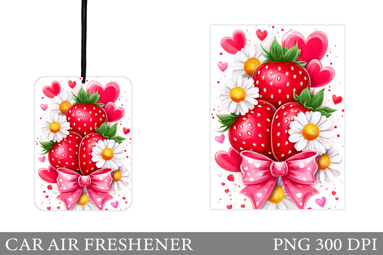 Strawberry Car Air Freshener Design. Strawberry Sublimation