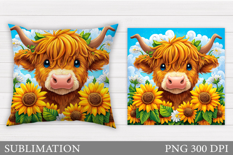 Cute Cow Pillow Design. Cow Flowers Pillow Sublimation